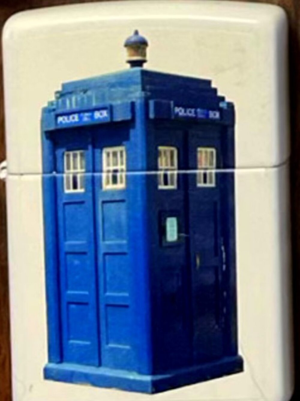 Cool Blue English Police Box White Matte Zippo Lighter